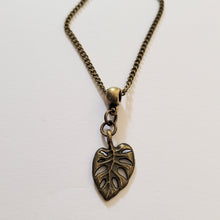 Load image into Gallery viewer, Monstera Leaf Necklace, Bronze Rolo Chain, Plant Mom Jewelry