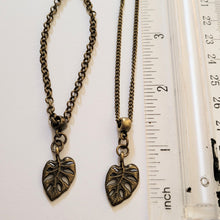 Load image into Gallery viewer, Monstera Leaf Necklace, Bronze Rolo Chain, Plant Mom Jewelry