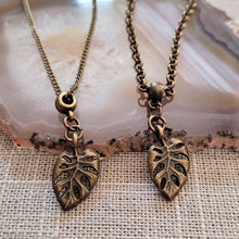 Load image into Gallery viewer, Monstera Leaf Necklace, Bronze Rolo Chain, Plant Mom Jewelry