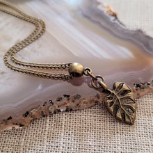Load image into Gallery viewer, Monstera Leaf Necklace, Bronze Rolo Chain, Plant Mom Jewelry