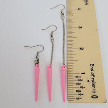 Load image into Gallery viewer, Colorful Spike Earrings, Your Choice of Four Colors, Silver Earrings, Dangle Earrings, Long Earrings, Chain Earrings