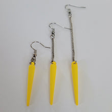 Load image into Gallery viewer, Colorful Spike Earrings, Your Choice of Four Colors, Silver Earrings, Dangle Earrings, Long Earrings, Chain Earrings