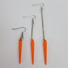 Load image into Gallery viewer, Colorful Spike Earrings, Your Choice of Four Colors, Silver Earrings, Dangle Earrings, Long Earrings, Chain Earrings