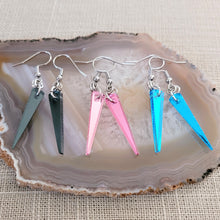 Load image into Gallery viewer, Mirrored Spike Earrings, Flat Acrylic Spike Earrings in Your Choice of Three Colors, Minimalist Jewelry