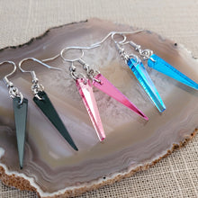 Load image into Gallery viewer, Mirrored Spike Earrings, Flat Acrylic Spike Earrings in Your Choice of Three Colors, Minimalist Jewelry