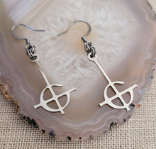 Load image into Gallery viewer, Grucifix Cross Earrings, Ghost Imperator Dangle Drop Earrings, Stainless Steel Charms
