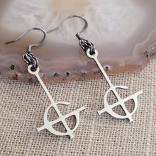 Load image into Gallery viewer, Grucifix Cross Earrings, Ghost Imperator Dangle Drop Earrings, Stainless Steel Charms