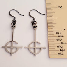 Load image into Gallery viewer, Grucifix Cross Earrings, Ghost Imperator Dangle Drop Earrings, Stainless Steel Charms