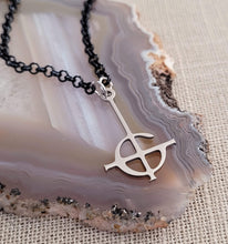 Load image into Gallery viewer, Grucifix Cross Necklace, Black Rolo Chain, Imperator Ghost BC Jewelry
