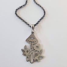 Load image into Gallery viewer, Mushroom Necklace, Your Choice of Gunmetal or Silver Rolo Chain