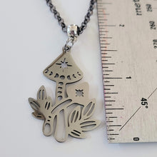 Load image into Gallery viewer, Mushroom Necklace, Your Choice of Gunmetal or Silver Rolo Chain
