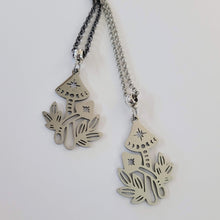 Load image into Gallery viewer, Mushroom Necklace, Your Choice of Gunmetal or Silver Rolo Chain