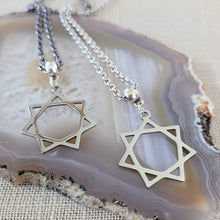 Load image into Gallery viewer, Heptagram Necklace, Your Choice of Gunmetal or Silver Rolo Chain