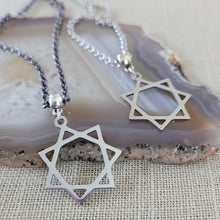 Load image into Gallery viewer, Heptagram Necklace, Your Choice of Gunmetal or Silver Rolo Chain