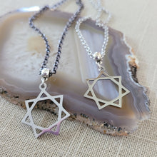 Load image into Gallery viewer, Heptagram Necklace, Your Choice of Gunmetal or Silver Rolo Chain