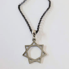 Load image into Gallery viewer, Heptagram Necklace, Your Choice of Gunmetal or Silver Rolo Chain