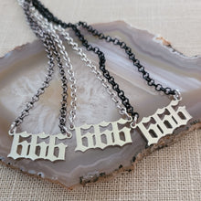 Load image into Gallery viewer, Olde English 666 Necklace - Your Choice of 3 Rolo Chains Finishes