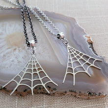 Load image into Gallery viewer, Spiderweb Necklace, Halloween Jewelry on Your Choice of Rolo Chain
