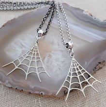 Load image into Gallery viewer, Spiderweb Necklace, Halloween Jewelry on Your Choice of Rolo Chain