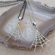 Load image into Gallery viewer, Spiderweb Necklace, Halloween Jewelry on Your Choice of Rolo Chain