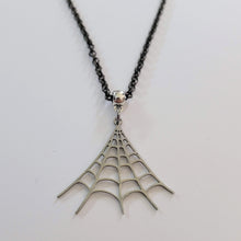 Load image into Gallery viewer, Spiderweb Necklace, Halloween Jewelry on Your Choice of Rolo Chain
