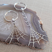 Load image into Gallery viewer, Spiderweb Keychain, Backpack or Purse Charm, Zipper Pull, Stainless Steel Charm