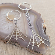 Load image into Gallery viewer, Spiderweb Keychain, Backpack or Purse Charm, Zipper Pull, Stainless Steel Charm