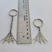 Load image into Gallery viewer, Spiderweb Keychain, Backpack or Purse Charm, Zipper Pull, Stainless Steel Charm