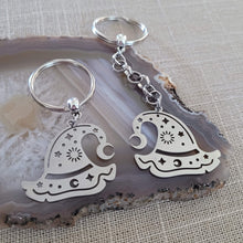 Load image into Gallery viewer, Witches Hat Keychain, Backpack or Purse Charm, Zipper Pull, Stainless Steel Charm
