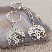Load image into Gallery viewer, Witch Keychain, Backpack or Purse Charm, Zipper Pull, Stainless Steel Charm