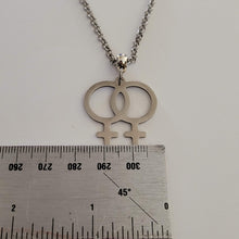 Load image into Gallery viewer, Lesbian Necklace, Sapphic LGBTQIA Jewelry on Your Choice of Rolo Chain