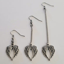 Load image into Gallery viewer, Angel Wings Earrings, Your Choice of Three Lengths, Memorial Jewelry
