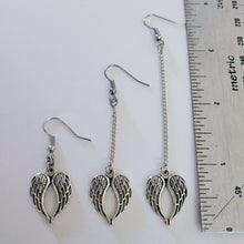 Load image into Gallery viewer, Angel Wings Earrings, Your Choice of Three Lengths, Memorial Jewelry