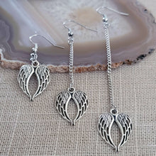 Load image into Gallery viewer, Angel Wings Earrings, Your Choice of Three Lengths, Memorial Jewelry