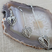 Load image into Gallery viewer, Angel Wings Earrings, Your Choice of Three Lengths, Memorial Jewelry