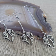 Load image into Gallery viewer, Angel Wings Earrings, Your Choice of Three Lengths, Memorial Jewelry