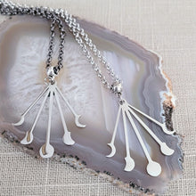 Load image into Gallery viewer, Moon Phase Necklace, Your Choice of Rolo Chain, Wicca Wiccan Jewelry