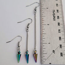Load image into Gallery viewer, Electroplated Rainbow Titanium Earrings, Your Choice of Three Lengths