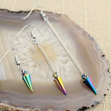 Load image into Gallery viewer, Electroplated Rainbow Titanium Earrings, Your Choice of Three Lengths