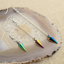 Load image into Gallery viewer, Electroplated Rainbow Titanium Earrings, Your Choice of Three Lengths