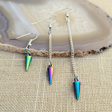 Load image into Gallery viewer, Electroplated Rainbow Titanium Earrings, Your Choice of Three Lengths
