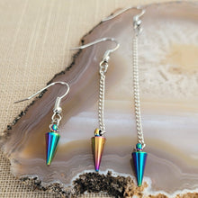 Load image into Gallery viewer, Electroplated Rainbow Titanium Earrings, Your Choice of Three Lengths