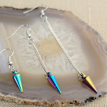 Load image into Gallery viewer, Electroplated Rainbow Titanium Earrings, Your Choice of Three Lengths