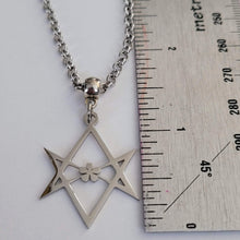 Load image into Gallery viewer, Unicursal Hexagram Necklace, Your Choice of Gunmetal or Silver Rolo Chain