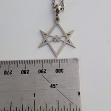 Load image into Gallery viewer, Unicursal Hexagram Necklace, Your Choice of Gunmetal or Silver Rolo Chain