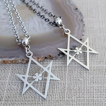 Load image into Gallery viewer, Unicursal Hexagram Necklace, Your Choice of Gunmetal or Silver Rolo Chain