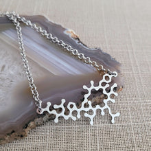 Load image into Gallery viewer, Oxytocin Molecule Necklace, Your Choice of Gunmetal or Silver Rolo Chain