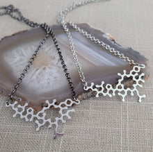 Load image into Gallery viewer, Oxytocin Molecule Necklace, Your Choice of Gunmetal or Silver Rolo Chain