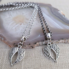 Load image into Gallery viewer, Memorial Wings Necklace, Your Choice of Two Chains, Heart Shaped Angel Jewelry