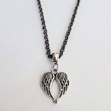 Load image into Gallery viewer, Memorial Wings Necklace, Your Choice of Two Chains, Heart Shaped Angel Jewelry